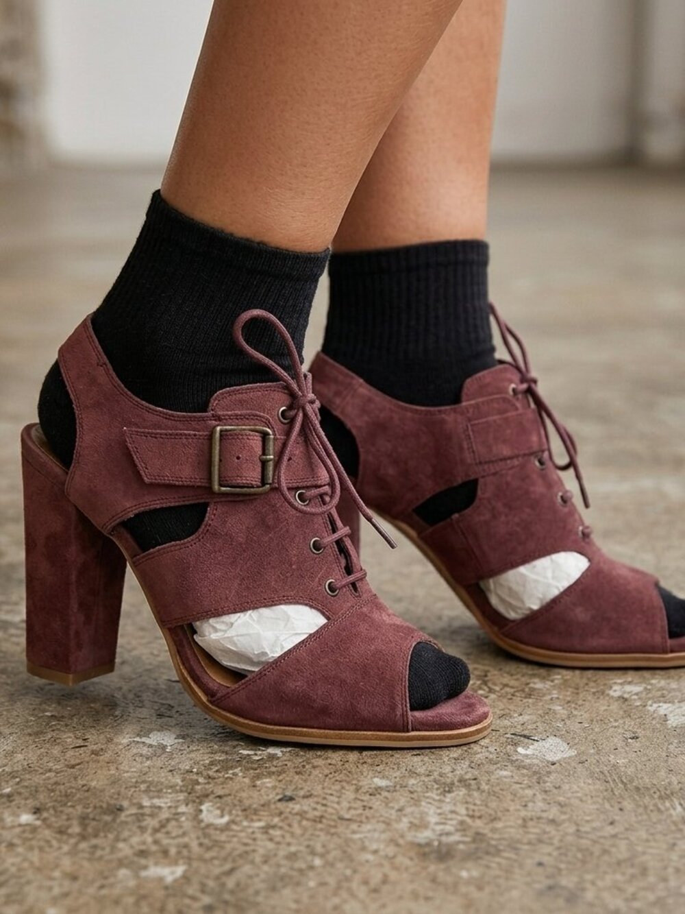 Schuler & Sons Heels Slingback size 7.5 Women’s 38 Burgundy Suede Anthropologie